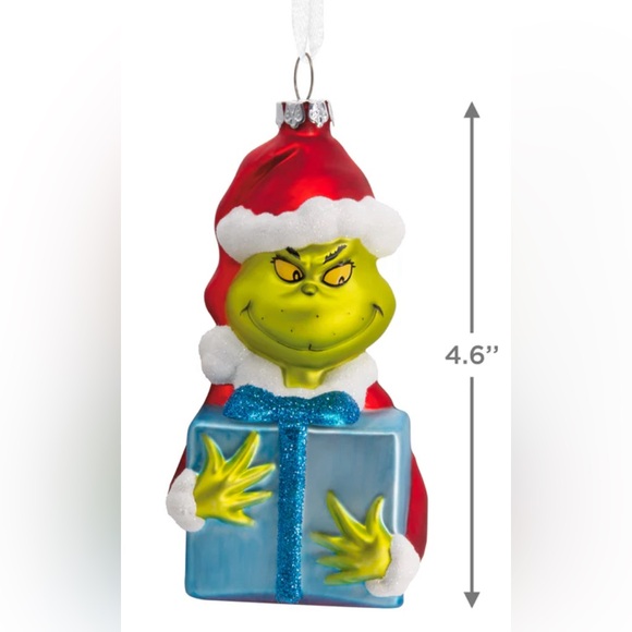 Dr. Seuss's! The Grinch With Present Christmas Ornament, Blown Glass - N… - Picture 8 of 13